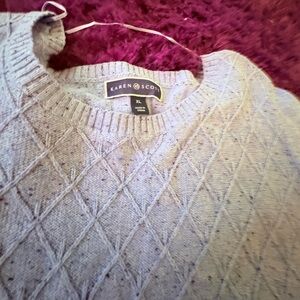Karen Scott Women's Light Gray Diamond Knit Sweater